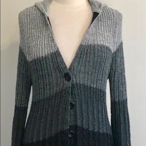 BCBG Cardigan Button Sweater with Hood